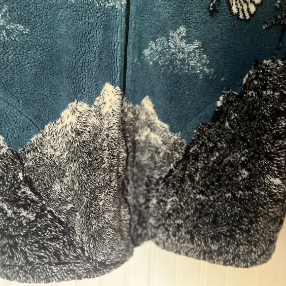 Eagles and Snowy Mountains High Pile Fleece Vintage 90s Zip Front Jacket (Small) - Picture 4 of 8